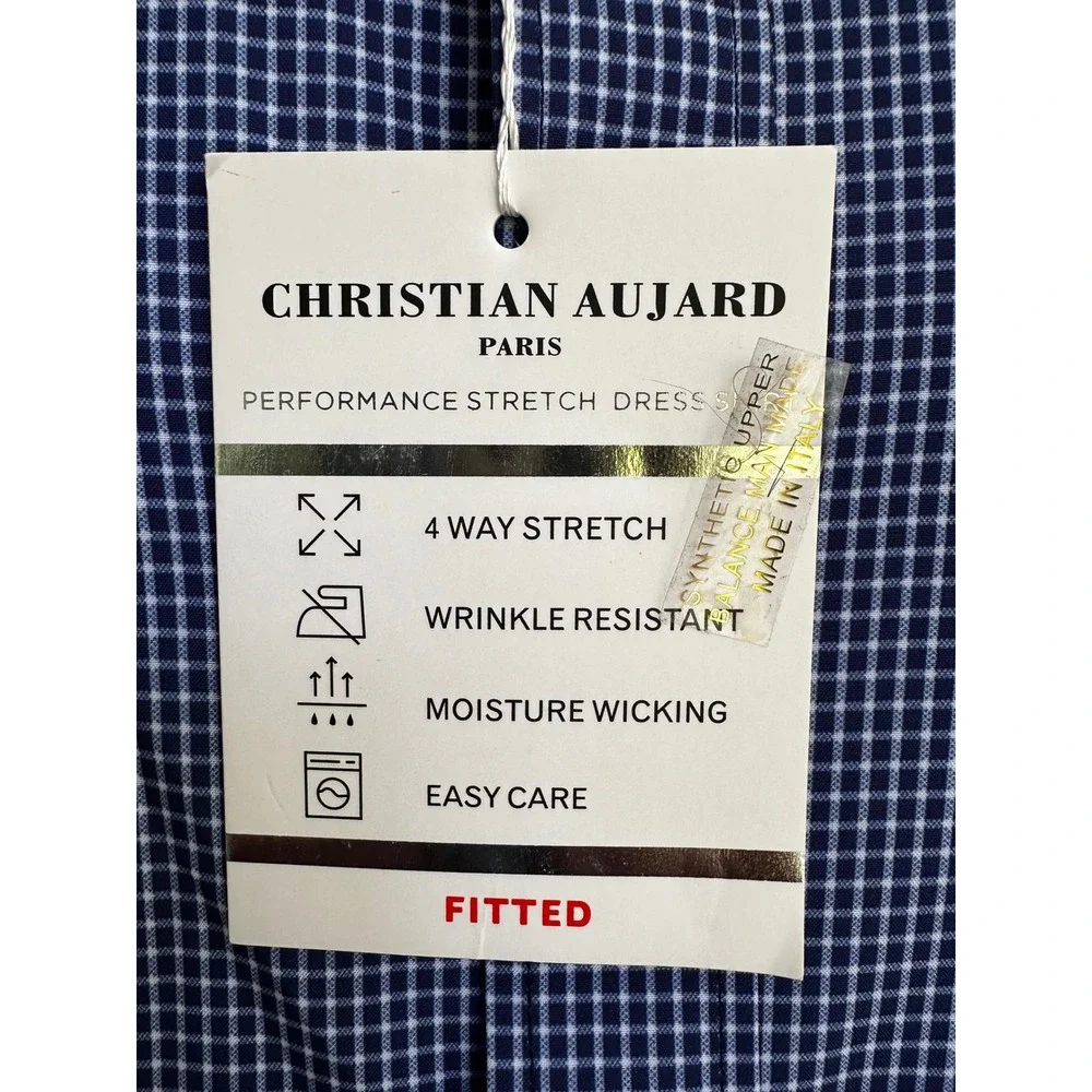 Christian Aujard Fitted Shirt 4-Way Stretch Wrinkle‎ Resistant Blue Size XL - Picture 15 of 15
